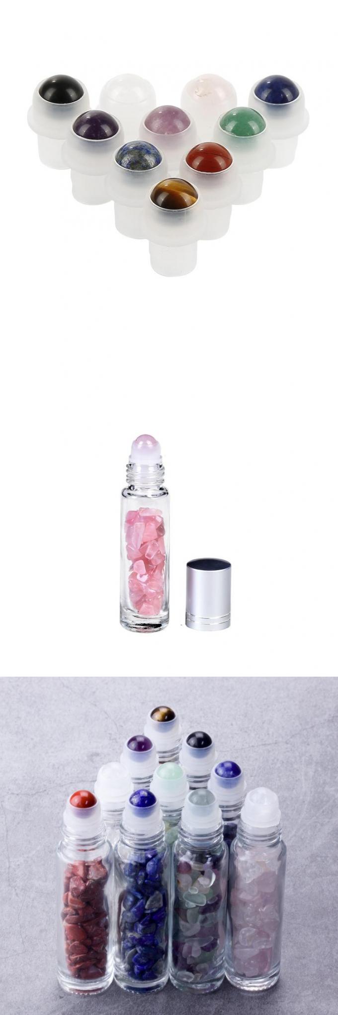 Warm verkoop hoogwaardige rol op kleine parfumfles Roze 10 ml natuurlijke edelsteen rolbal tops 0