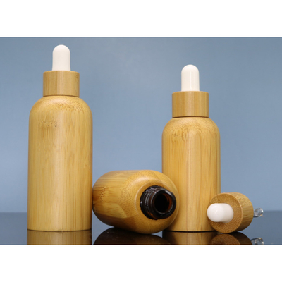 ISO9001 Bamboo Wooden Essential Oil Dropper Bottle Amber Round