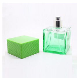 Silver Spray Custom Glass Perfume Bottles , 100ml Glass Perfume Bottle Green Cap