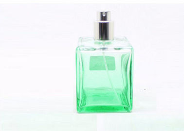 Silver Spray Custom Glass Perfume Bottles , 100ml Glass Perfume Bottle Green Cap